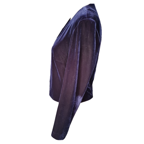 VINTAGE Guava Size 8 Navy Blue Velvet Stretch Jacket Blazer - Picture 4 of 10
